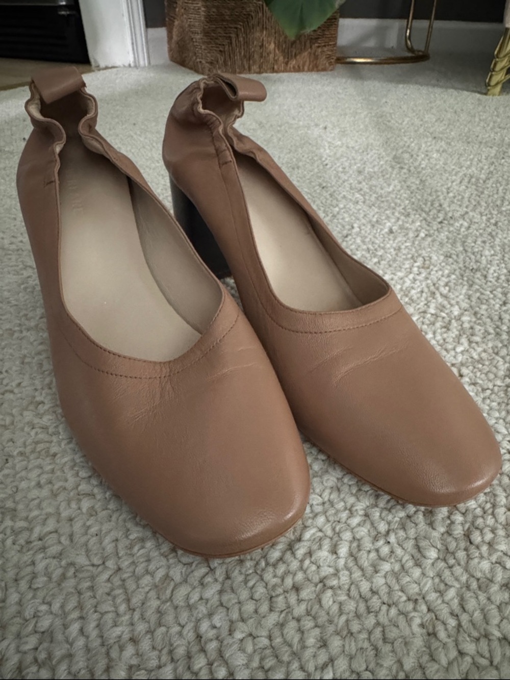Everlane Tan Leather Block Heel